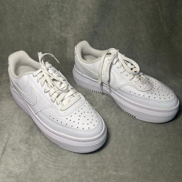 Nike Court Vision Alta Low Triple White Sneakers Women Size 7.5 Shoes DM0113-100 - Picture 5 of 14